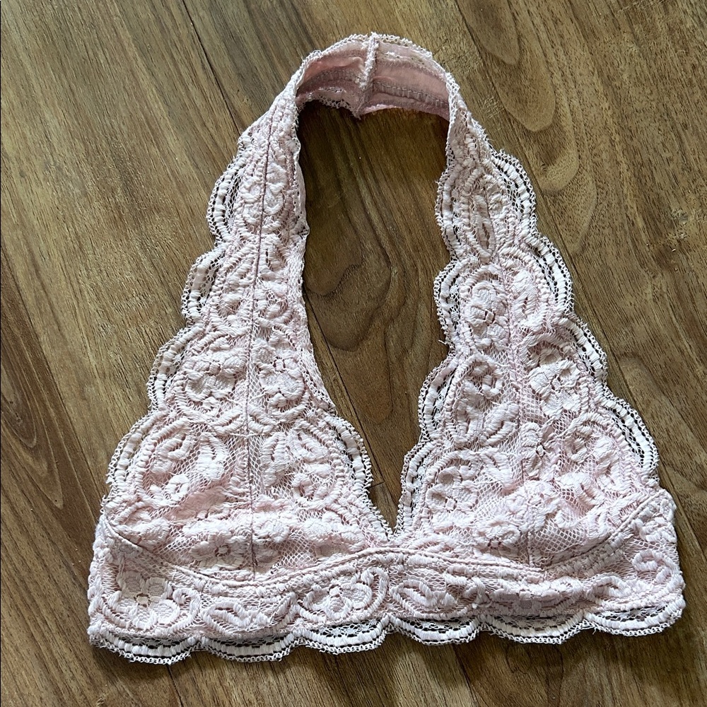 Lace halter bra - Light Pink